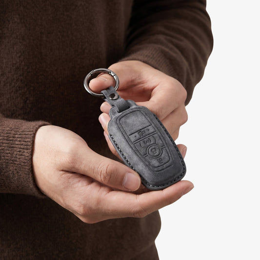 Alcantara Car Key Fob Cover for Lincoln Model A - Space Grey