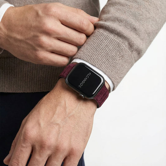 Alcantara Apple Watch Band - Wine Red - 42/44/45/46mm & Ultra (49mm)