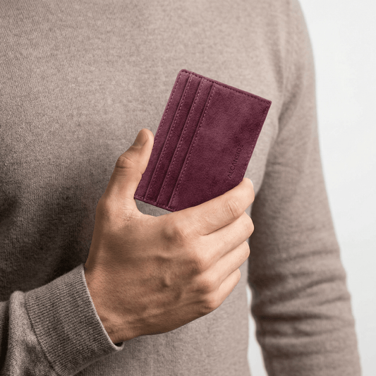 Alcantara Card Wallet - Wine Red