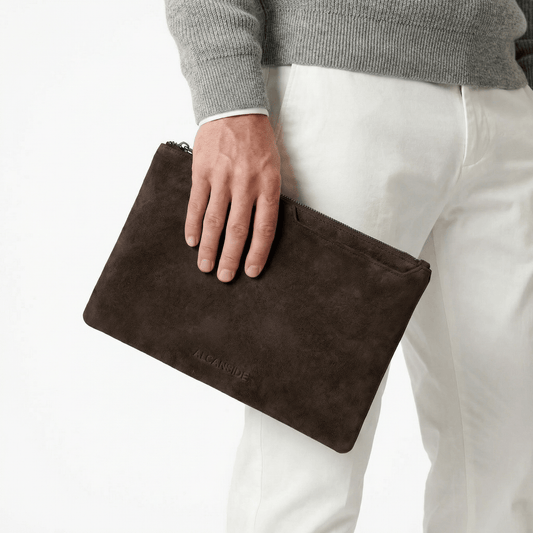 Alcantara Pouch - Chocolate brown