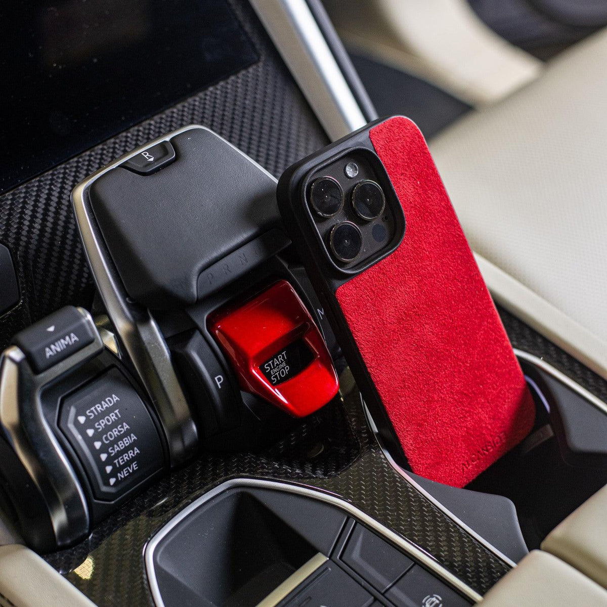 iPhone 12 Mini - Alcantara Back Cover - Red