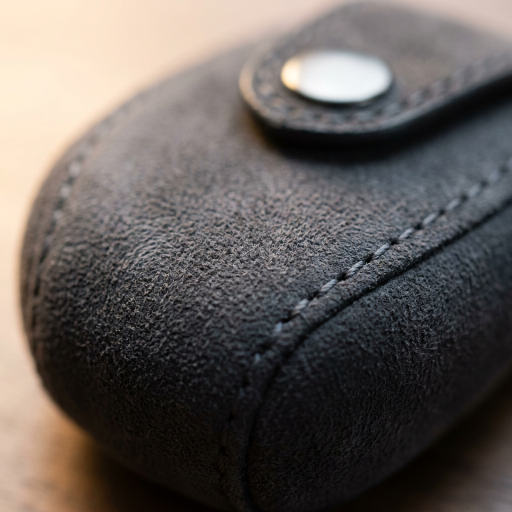 Alcantara Car Key Fob Cover for Nissan Model B with Buckle - Space Grey