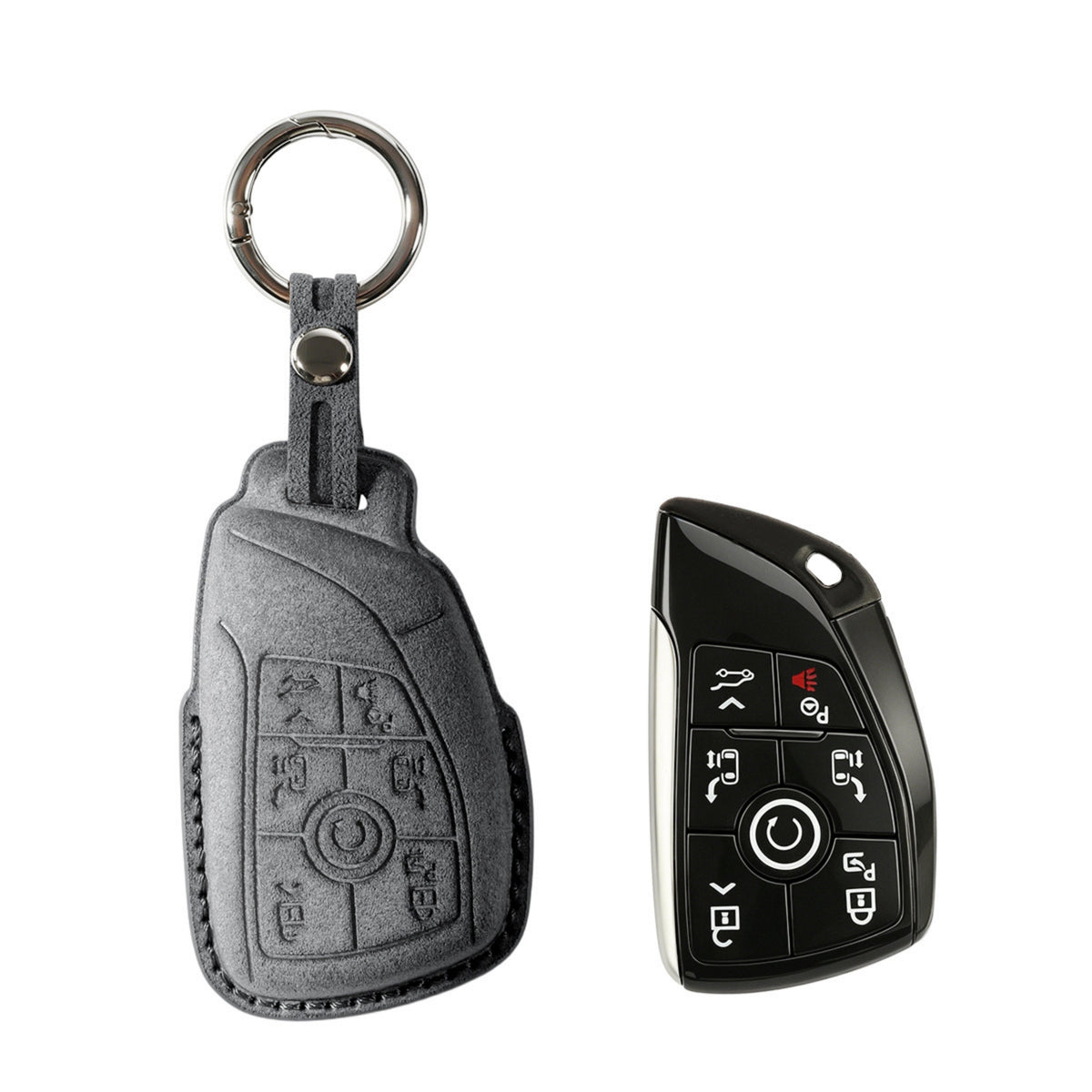 Alcantara Car Key Fob Cover for Buick Model H - Space Grey