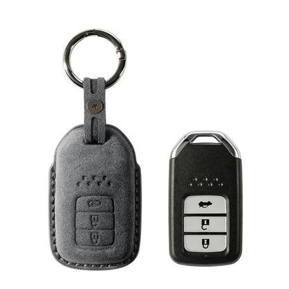 Alcantara Car Key Fob Cover for Honda Model B with Buckle - Space Grey