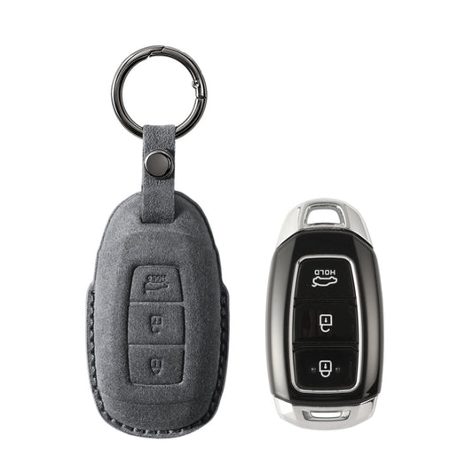 Alcantara Car Key Fob Cover for Hyundai Model A - Space Grey
