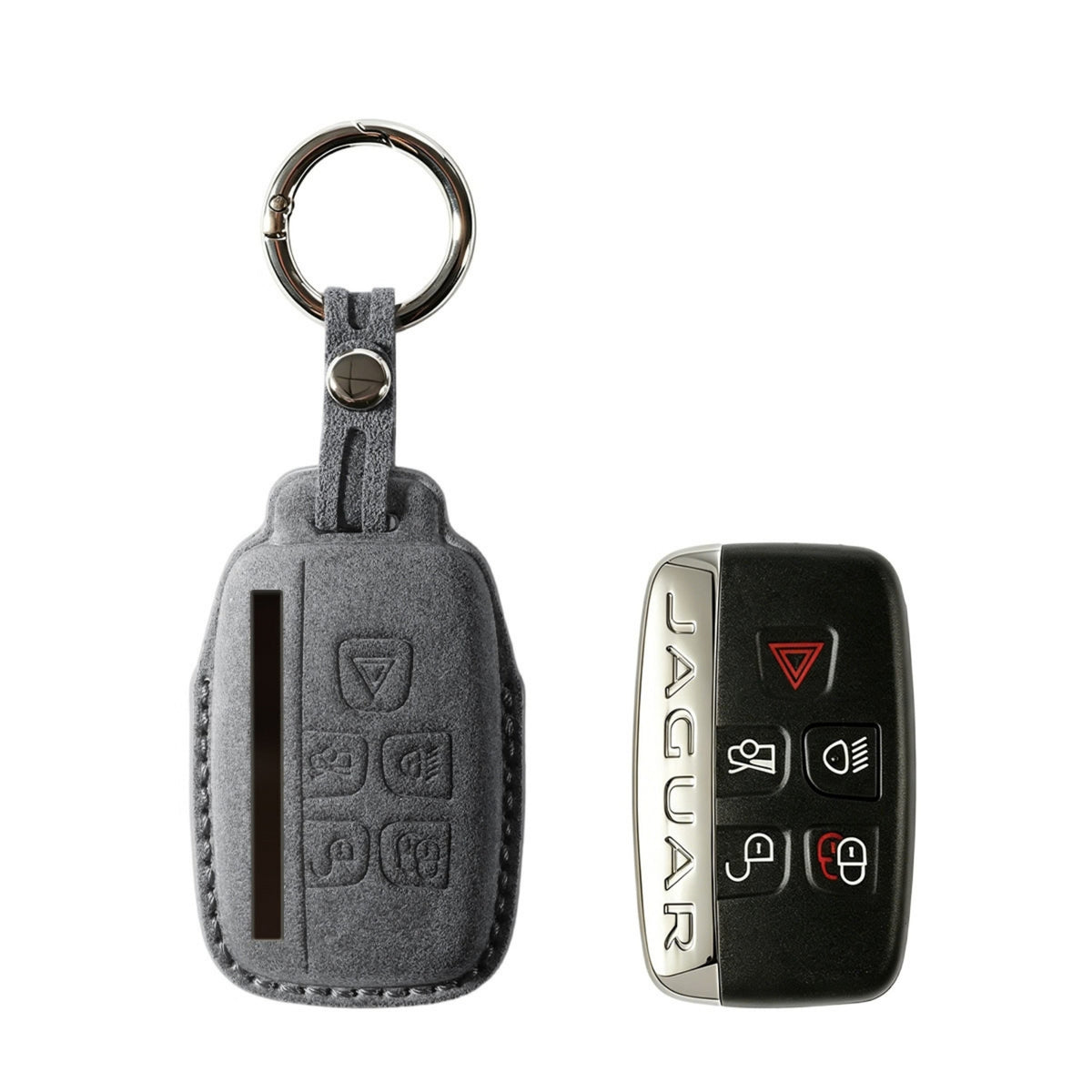 Alcantara Car Key Fob Cover for Jaguar Model A - Space Grey