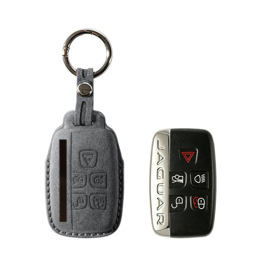 Alcantara Car Key Fob Cover for Jaguar Model A - Space Grey