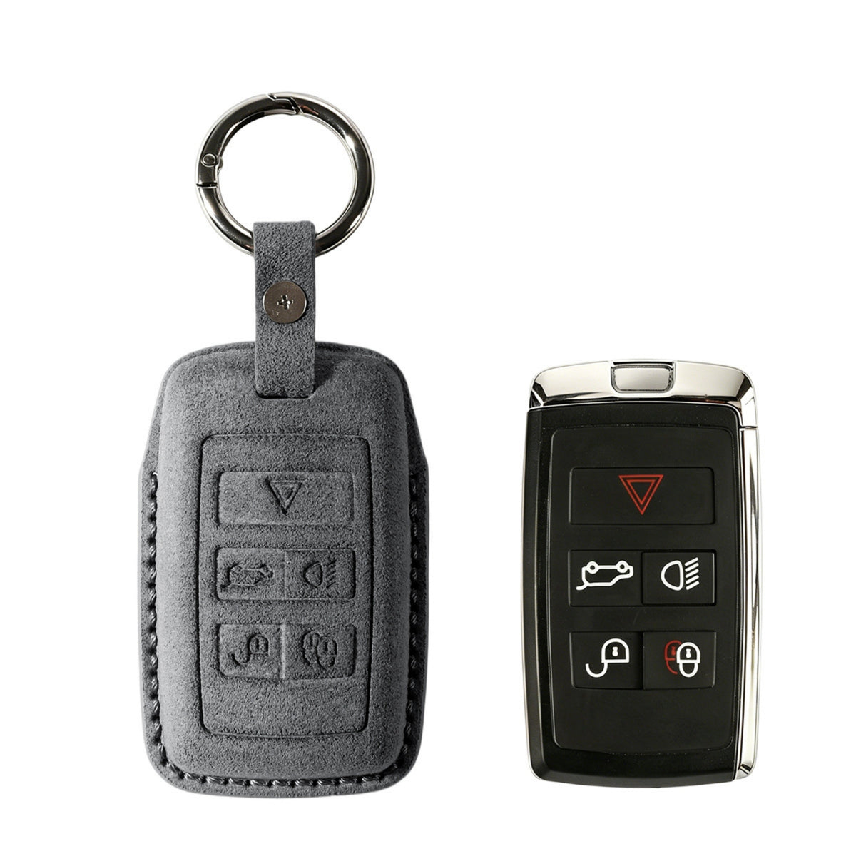 Alcantara Car Key Fob Cover for Jaguar Model B - Space Grey