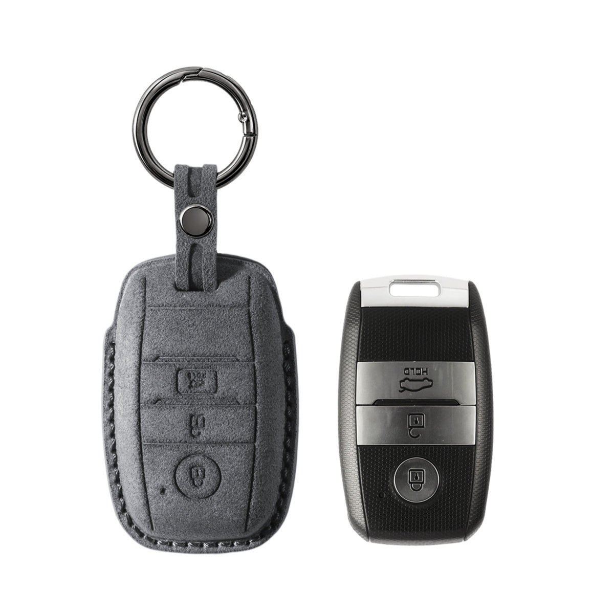 Alcantara Car Key Fob Cover for Kia Model A - Space Grey