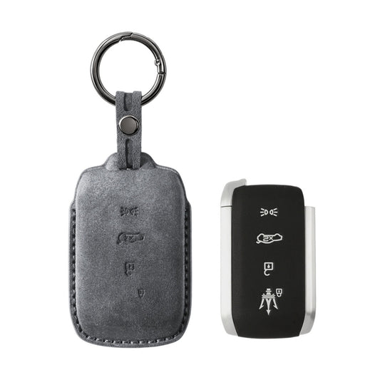 Alcantara Car Key Fob Cover for Maserati Model B with Buckle - Space Grey