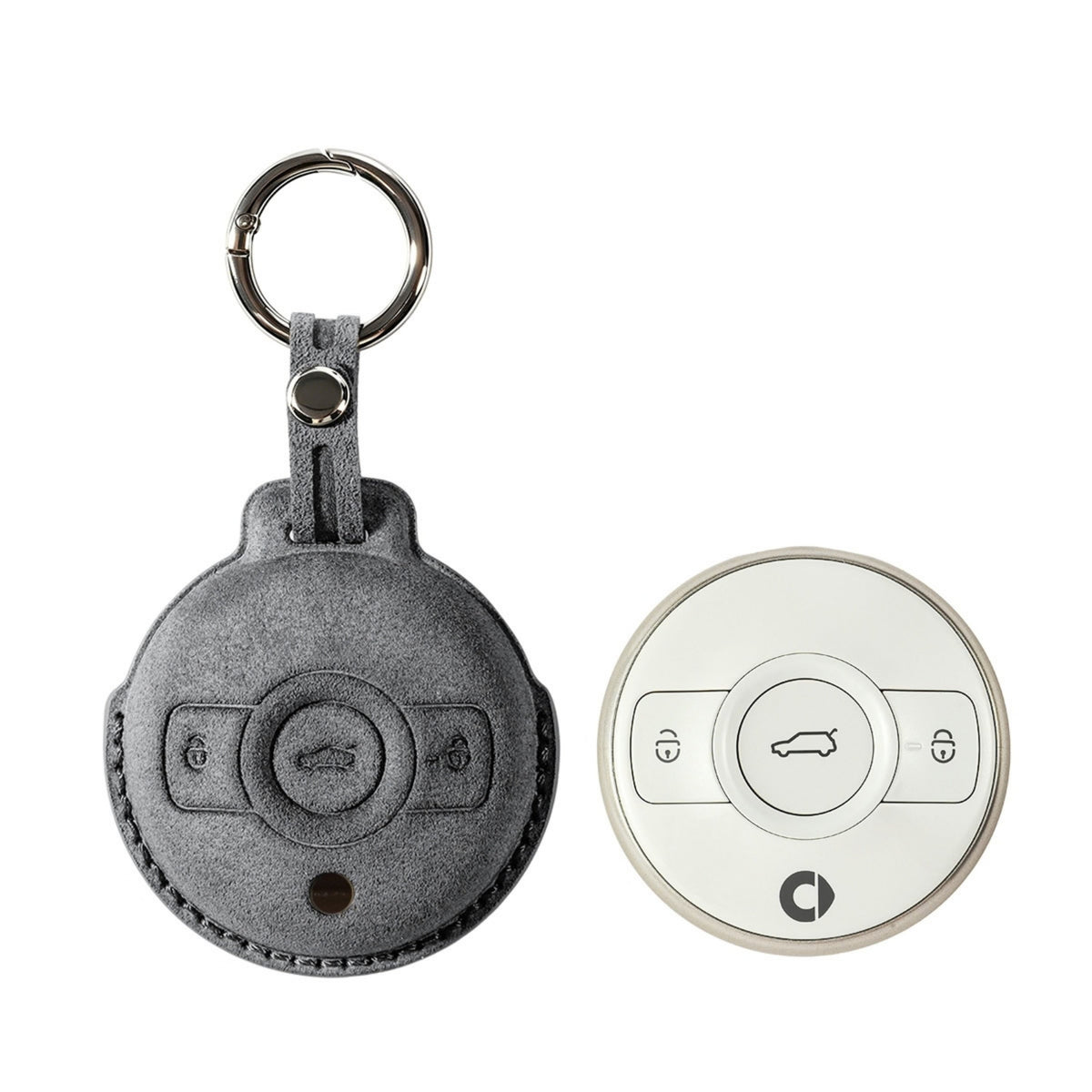 Alcantara Car Key Fob Cover for Smart Model A - Space Grey