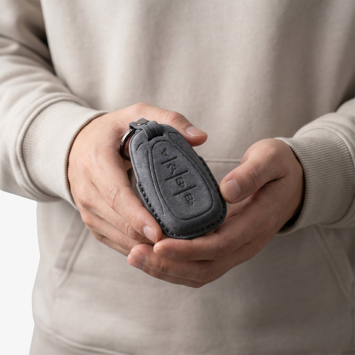 Alcantara Car Key Fob Cover for Chevrolet Model B - Space Grey