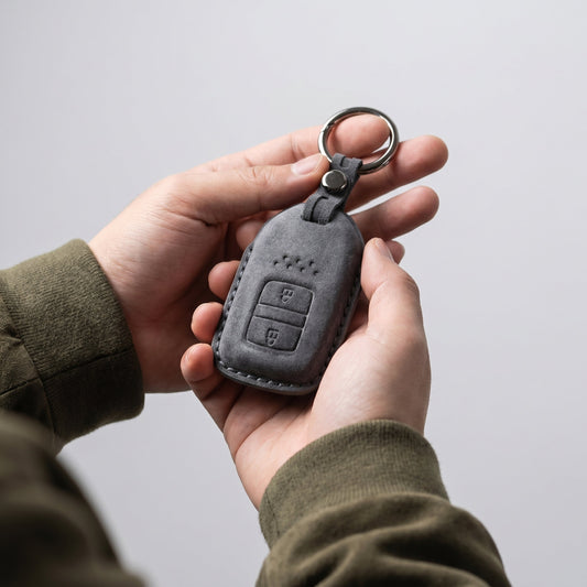 Alcantara Car Key Fob Cover for Honda Model B with Buckle - Space Grey