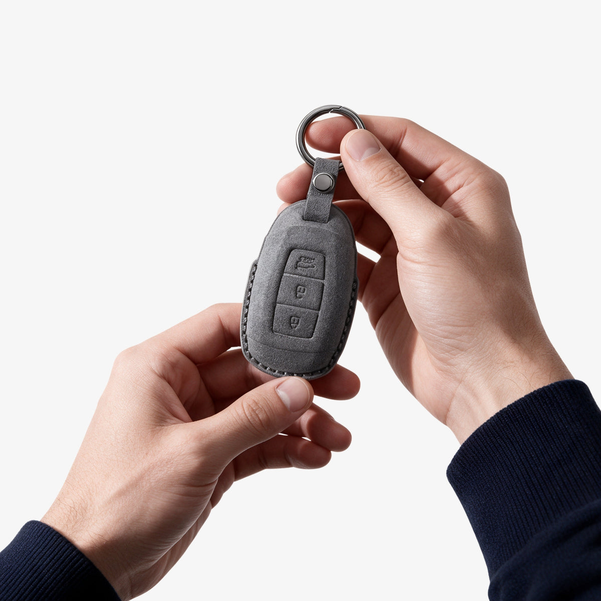 Alcantara Car Key Fob Cover for Hyundai Model A - Space Grey