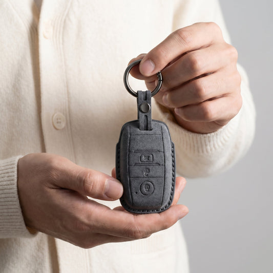 Alcantara Car Key Fob Cover for Kia Model A - Space Grey