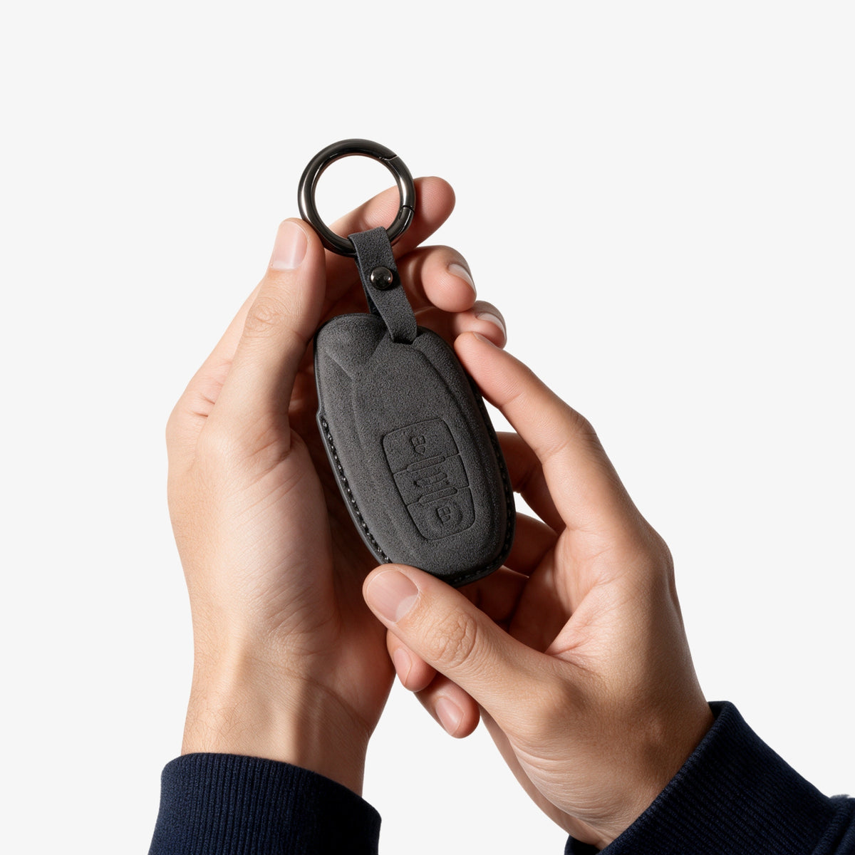 Alcantara Car Key Fob Cover for Lamborghini Model A with Buckle - Space Grey