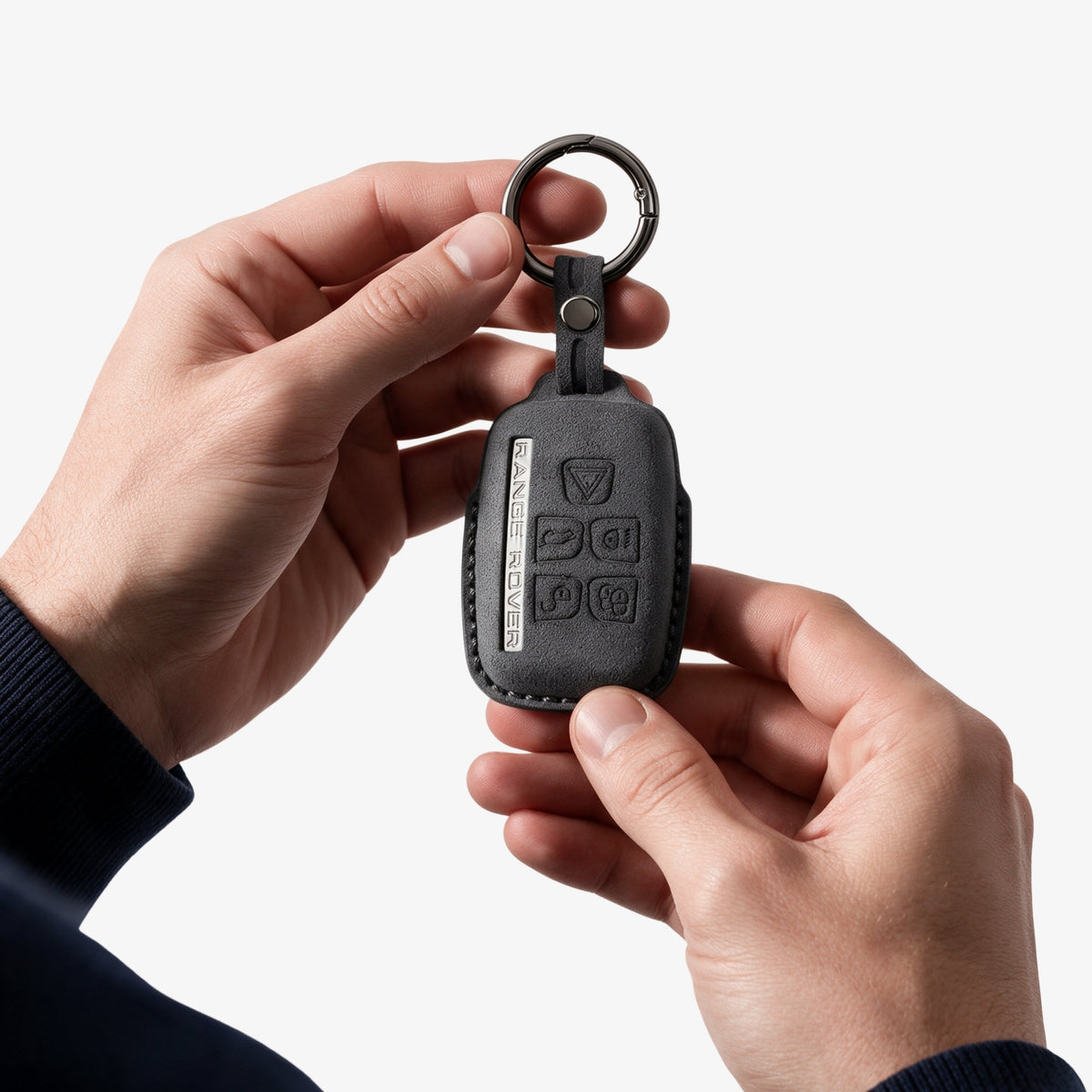 Alcantara Car Key Fob Cover for Land Rover Model A - Space Grey