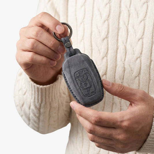 Alcantara Car Key Fob Cover for Lincoln Model B - Space Grey