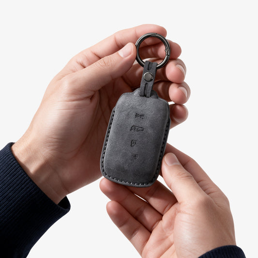 Alcantara Car Key Fob Cover for Maserati Model B with Buckle - Space Grey