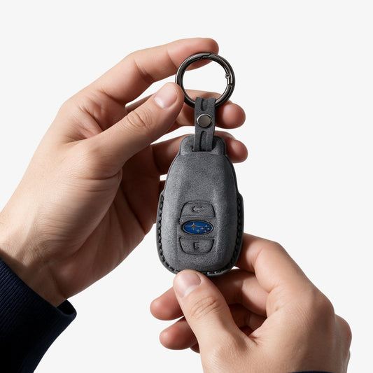 Alcantara Car Key Fob Cover for Subaru Model A - Space Grey