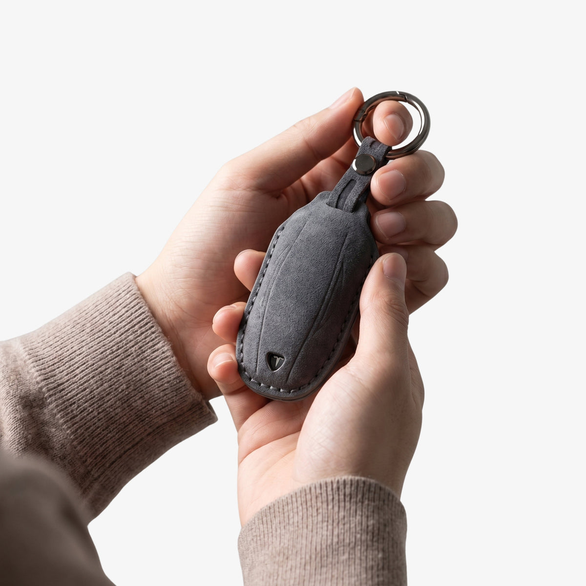 Alcantara Car Key Fob Cover for Tesla Model A (S/3/Y) - Space Grey