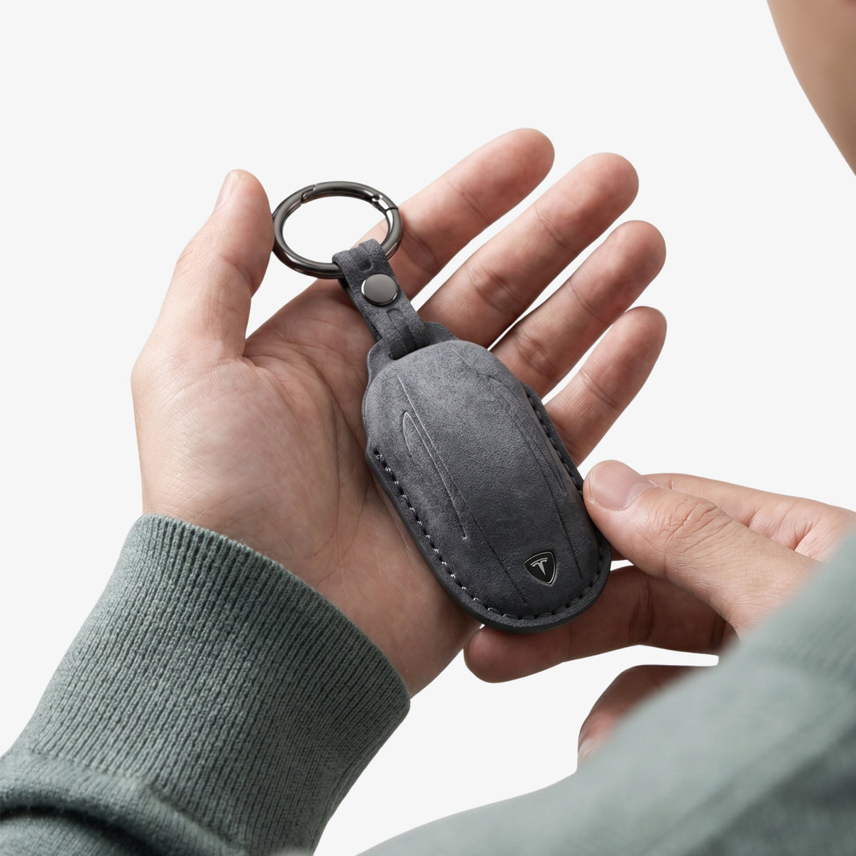 Alcantara Car Key Fob Cover for Tesla Model B (X) - Space Grey