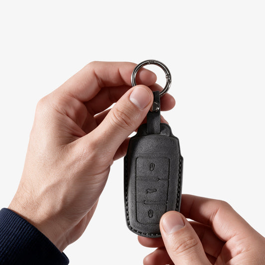 Alcantara Car Key Fob Cover for Volkswagen | Model J with Buckle - Space Grey