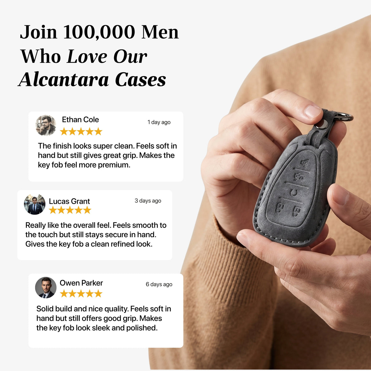 Alcantara Car Key Fob Cover for Chevrolet Model A - Space Grey
