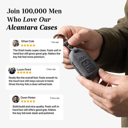 Alcantara Car Key Fob Cover for Honda Model B with Buckle - Space Grey