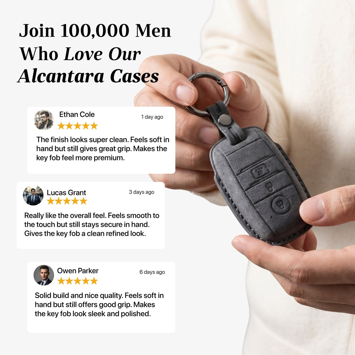 Alcantara Car Key Fob Cover for Kia Model A - Space Grey