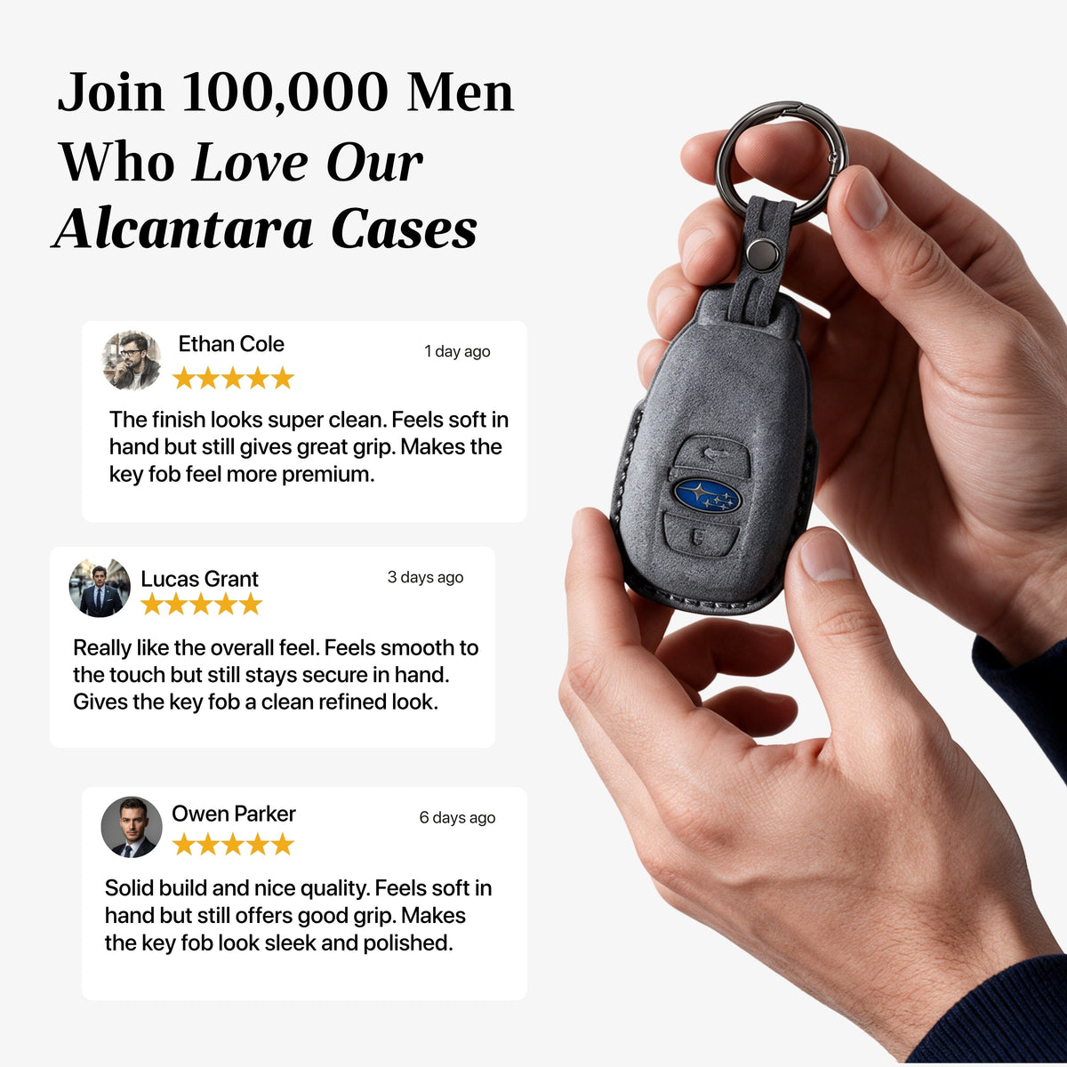 Alcantara Car Key Fob Cover for Subaru Model A - Space Grey