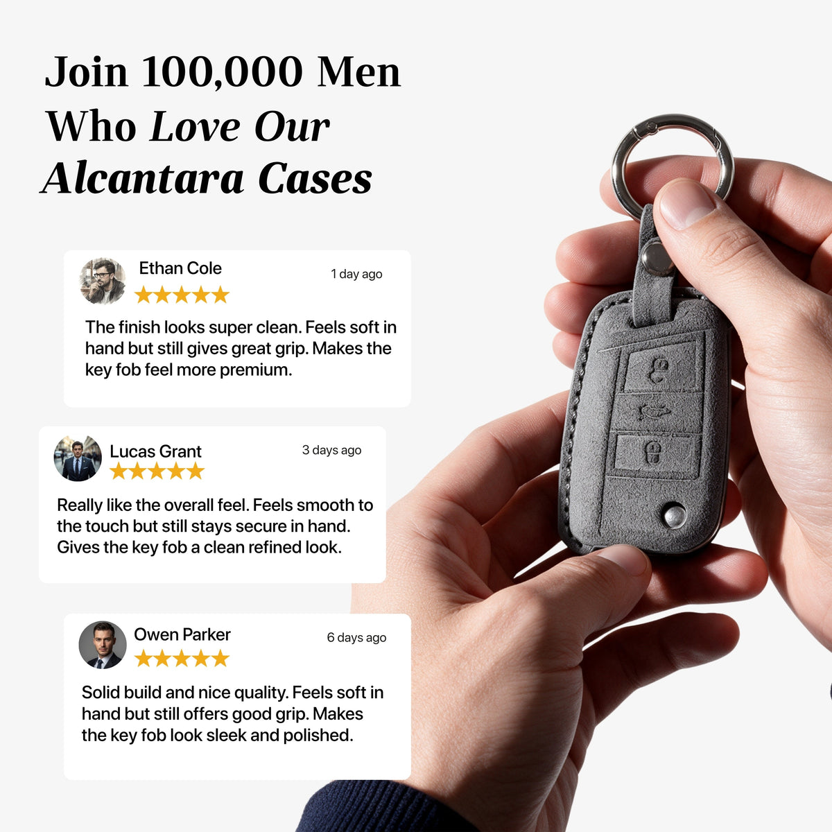 Alcantara Car Key Fob Cover for Volkswagen | Model A with Buckle - Space Grey