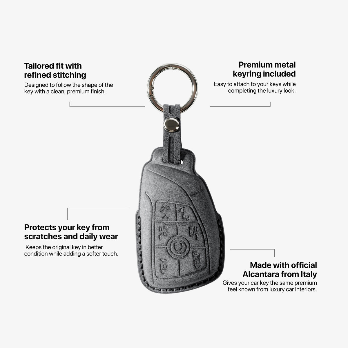 Alcantara Car Key Fob Cover for Buick Model H - Space Grey