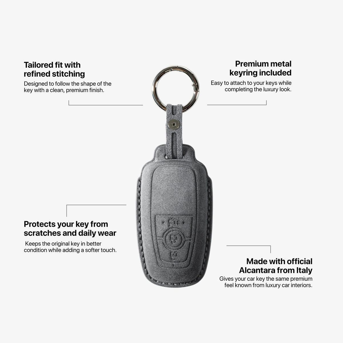 Alcantara Car Key Fob Cover for Ford  Model A - Space Grey