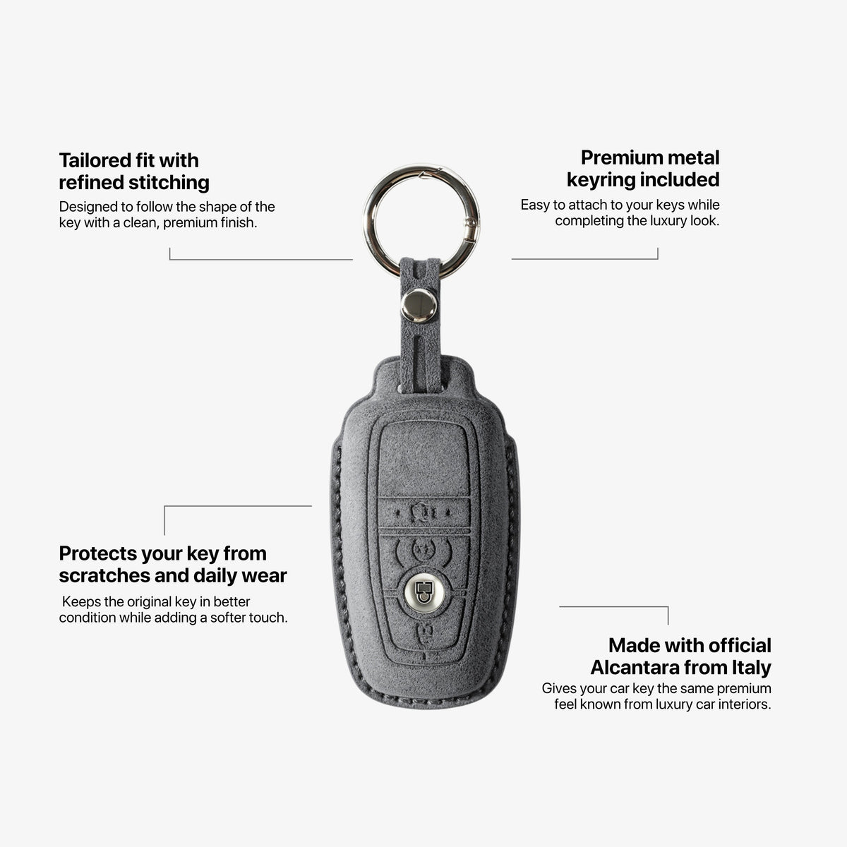 Alcantara Car Key Fob Cover for Ford  Model B - Space Grey