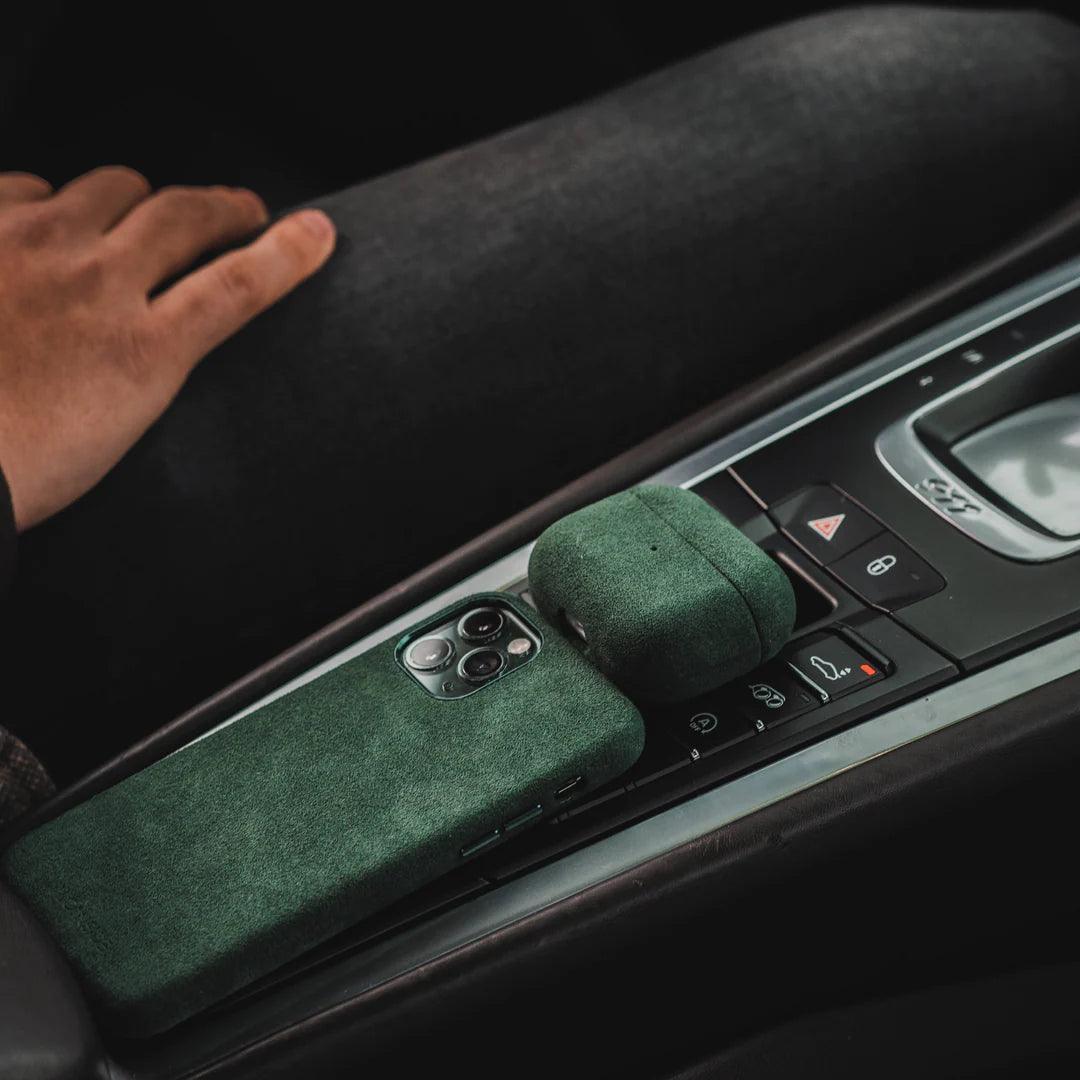 AirPods 1/2 Gen Alcantara Case - Midnight Green