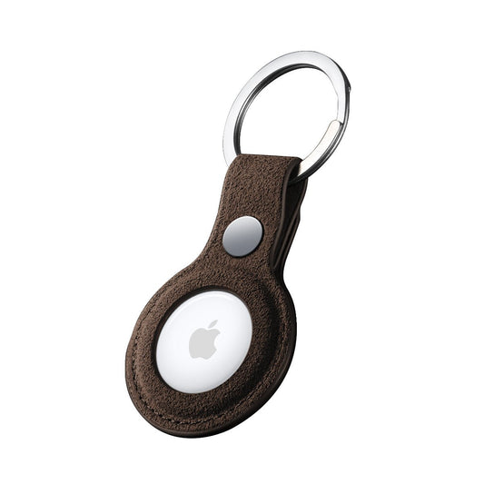 Alcantara AirTag Key Ring - Chocolate Brown