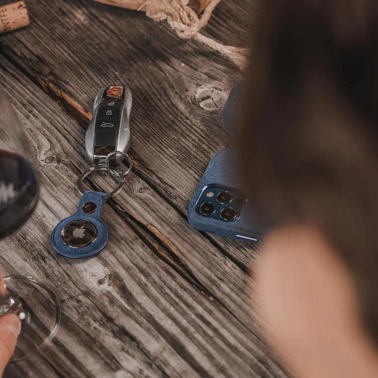 Alcantara AirTag Key Ring - Ocean Blue