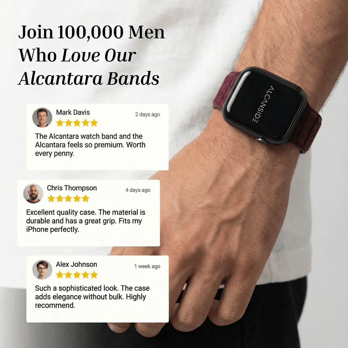 Alcantara Apple Watch Band - Wine Red - 38/40/41/42mm