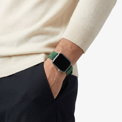 alcantara apple watch band with buckle - Midnight Green