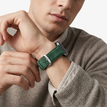 alcantara apple watch band with buckle - Midnight Green