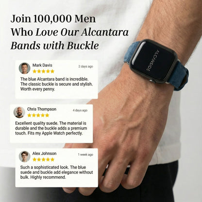 alcantara apple watch band with buckle - Ocean Blue