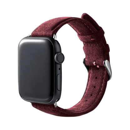 alcantara apple watch band with buckle - Wine Red