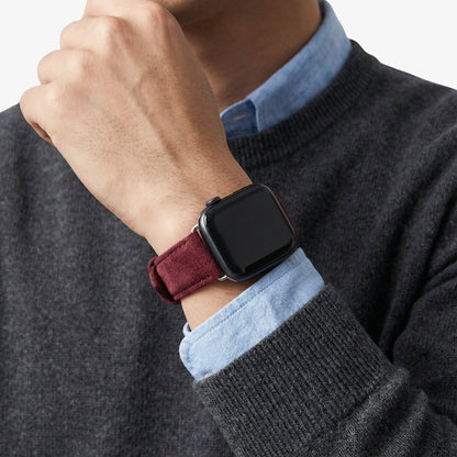 alcantara apple watch band with buckle - Wine Red