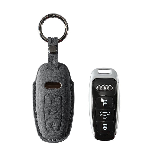Alcantara Car Key Fob Cover for Audi | Model B with Buckle - Space Grey