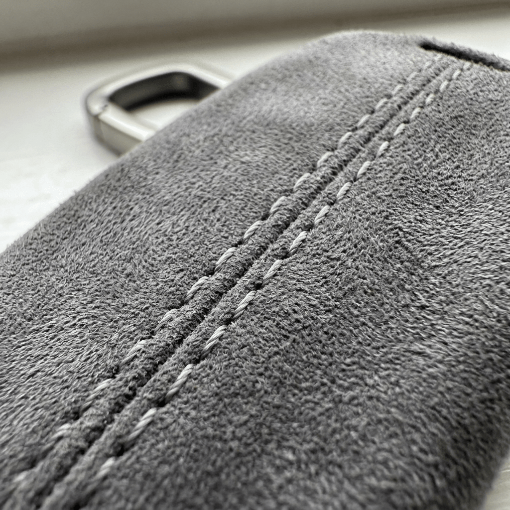 Alcantara Car Key Fob Cover for Audi Model C with Buckle - Space Grey