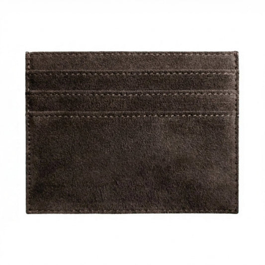 Alcantara Card Wallet - Chocolate Brown