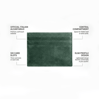 Alcantara Card Wallet - Midnight Green