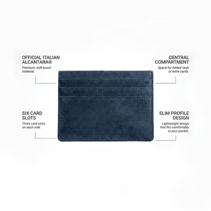 Alcantara Card Wallet - Navy Blue