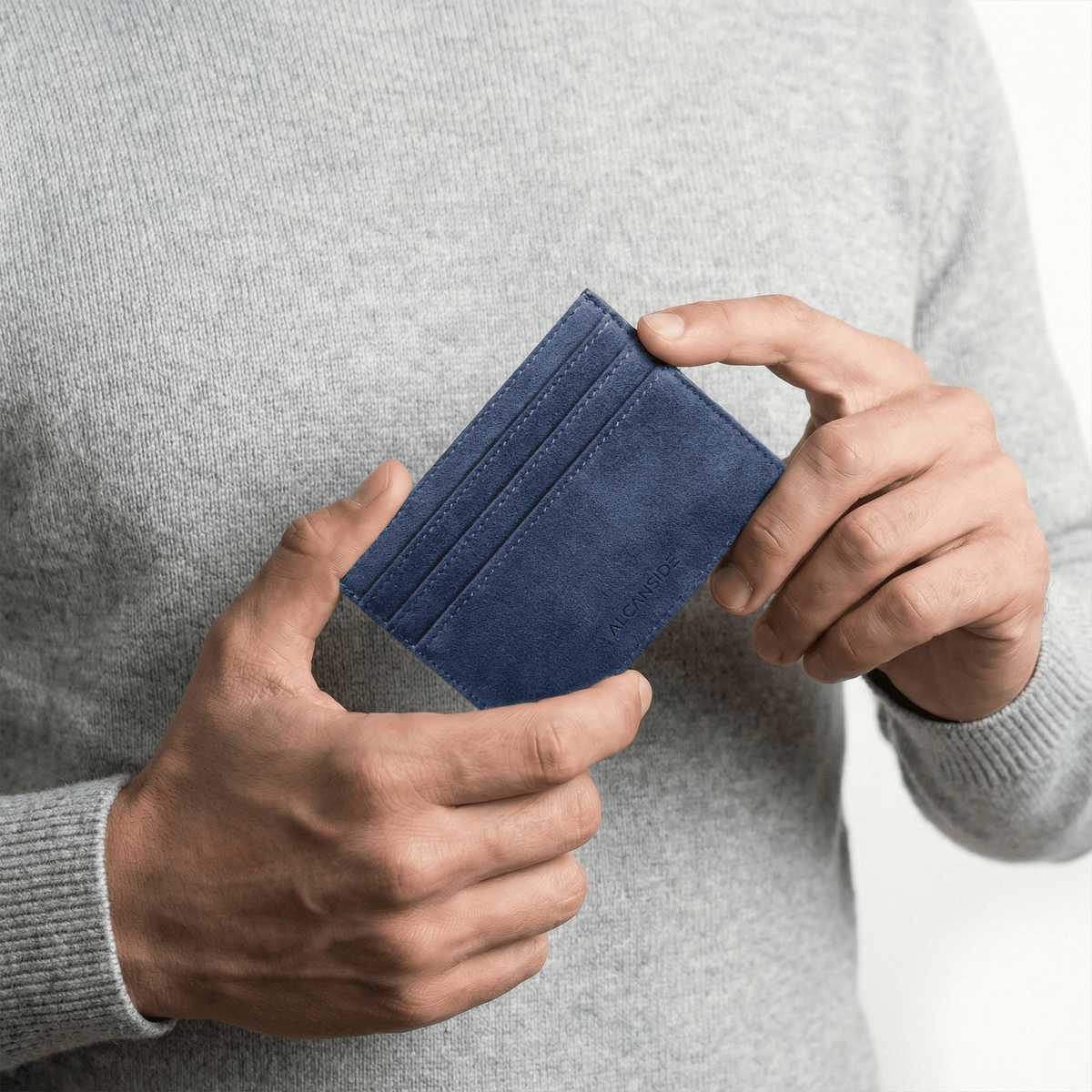 Alcantara Card Wallet - Ocean Blue